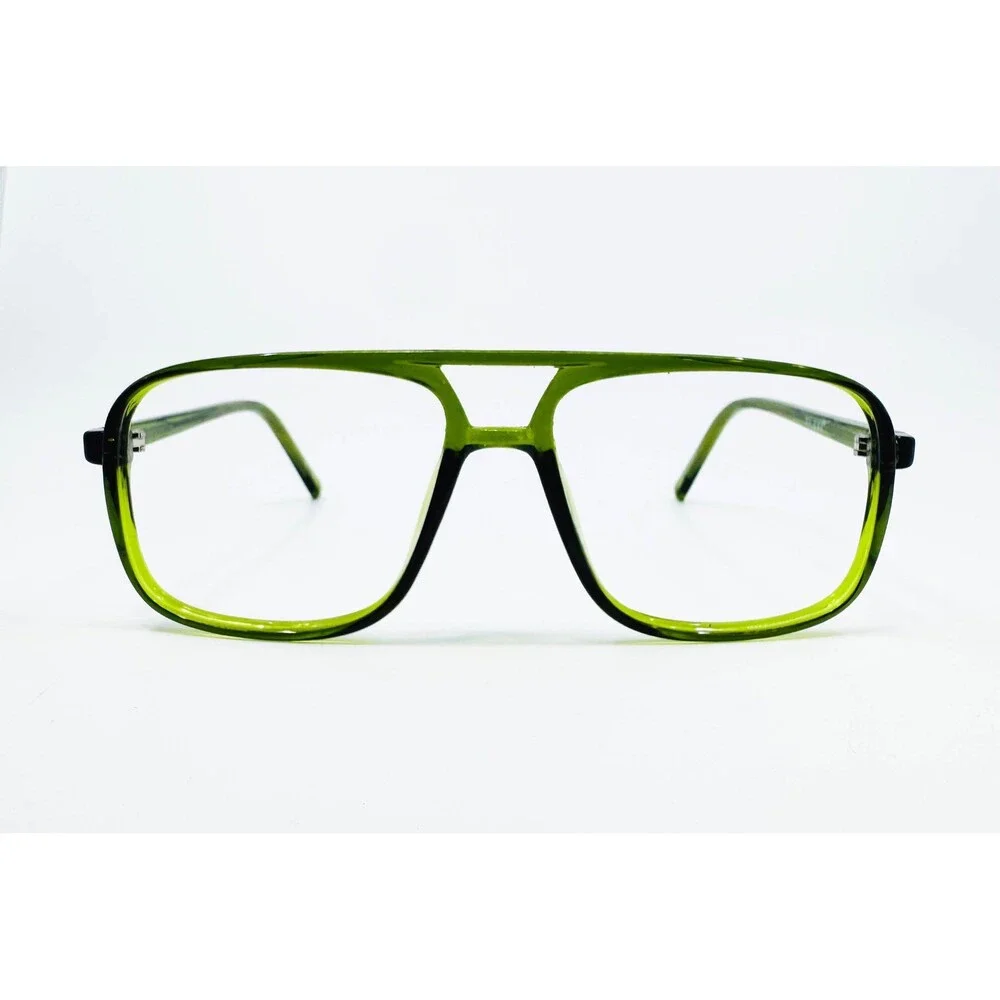 Zenni Eyeglass Frames Mens Green Aviator Square 54-18-140
